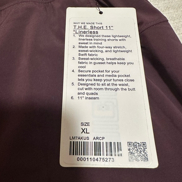 Lululemon T.H.E. Short 11" Linerless. XL. Burgundy - Picture 1 of 2
